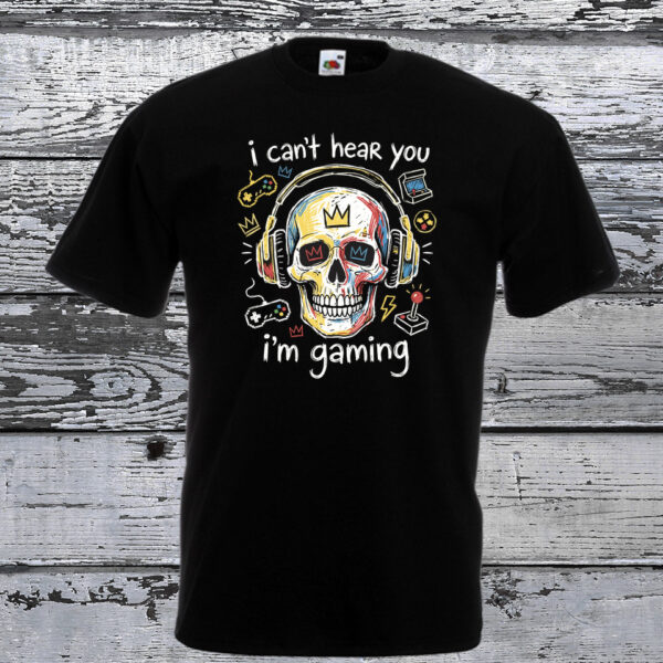 I can't hear you i'm gaming - gamer póló halálfej fejhallgatóval