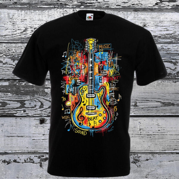 Absztrakt gitár - graffiti stílusú zenész póló